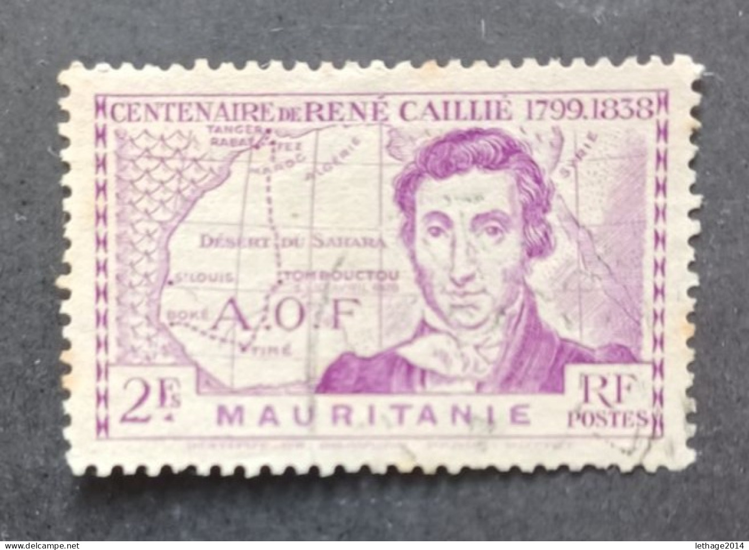 COLONIE FRANCE MAURITANIE 1939 CENTENAIRE DE LA MORT DE L ESPLORATEUR RENE CILLIE CAT YVERT N 96 - Usati