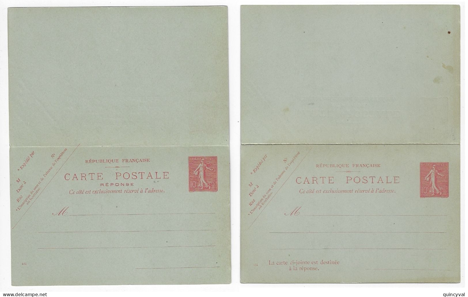 Carte Postale Avec  Réponse Payée 10c Semeuse Lignée Mill 414 Yv 129-CPRP1 St A5 - Cartes Postales Types Et TSC (avant 1995)