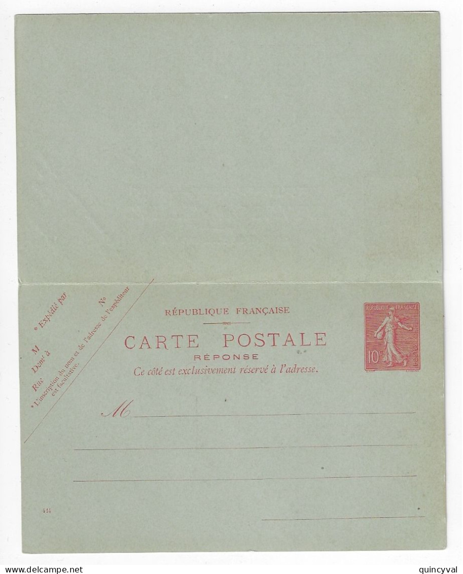 Carte Postale Avec  Réponse Payée 10c Semeuse Lignée Mill 414 Yv 129-CPRP1 St A5 - Standaardpostkaarten En TSC (Voor 1995)