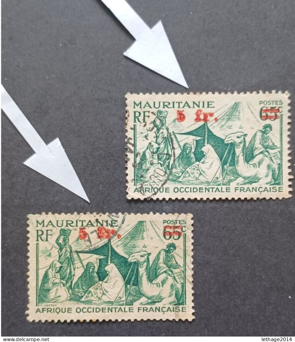COLONIE FRANCE MAURITANIE 1944 GRAVES CAT YVERT N 135 VARIETE OVERPRINT - Used Stamps