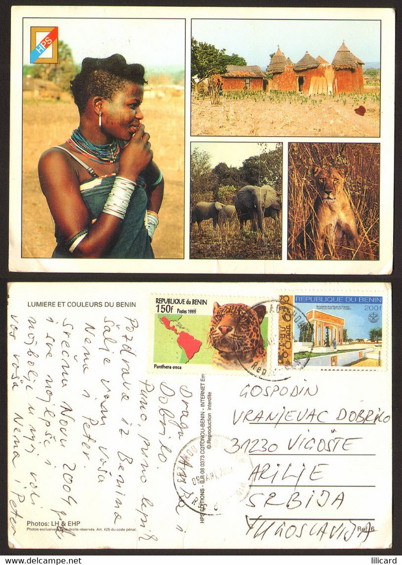 Benin Girl Elephant Lion  Nice Stamp  #29095 - Benin