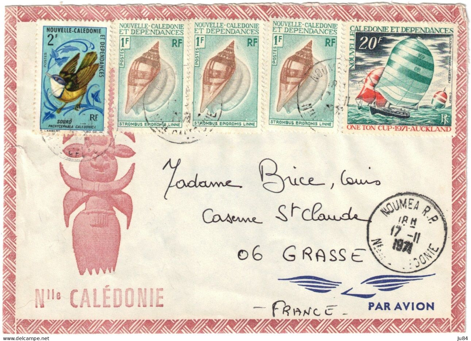 Nouvelle Calédonie - Nouméa R.P. - Lettre Avion Pour La France - Bel Affranchissement - 17 Novembre 1971 - Brieven En Documenten