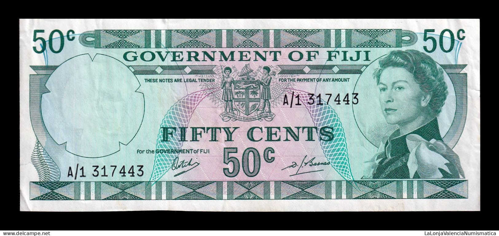 Fiji 50 Cents Elizabeth II 1969 Pick 58 Ebc/+ Xf/+ - Fiji