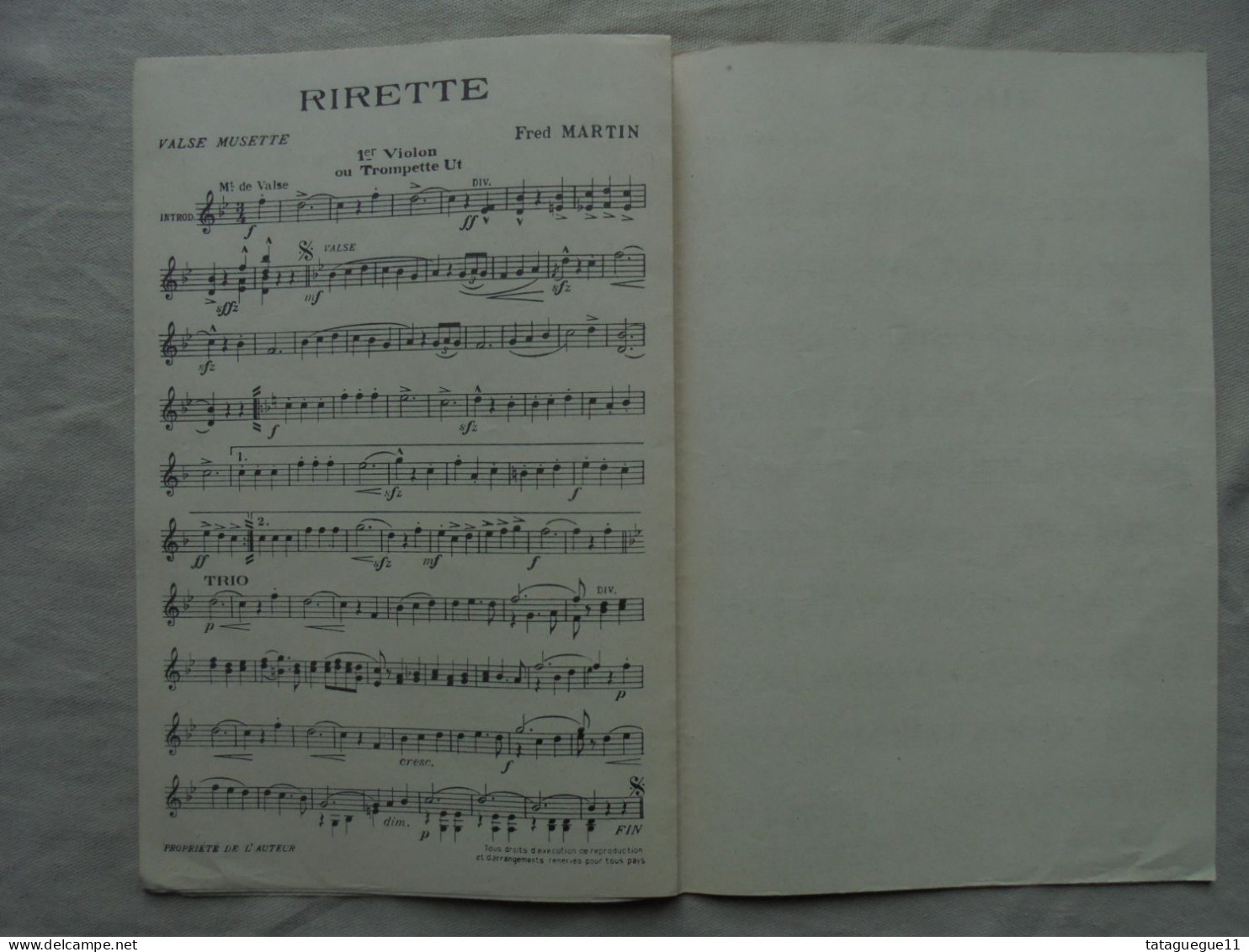 Ancien - Partition Rirette Valse Musette Par Fred Martin Istres - Chansonniers