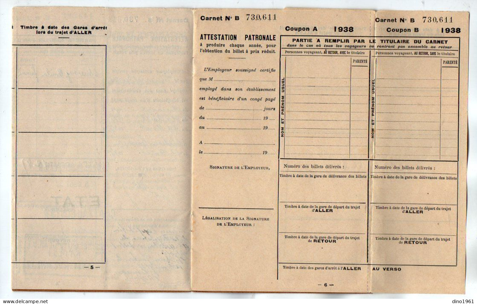 VP22.050 - Chemins De Fer / Carnet Pour La Délivrance De Billets Populaires De Congé Annuel / CHATEAU GONTIER X BORDEAUX - Andere & Zonder Classificatie