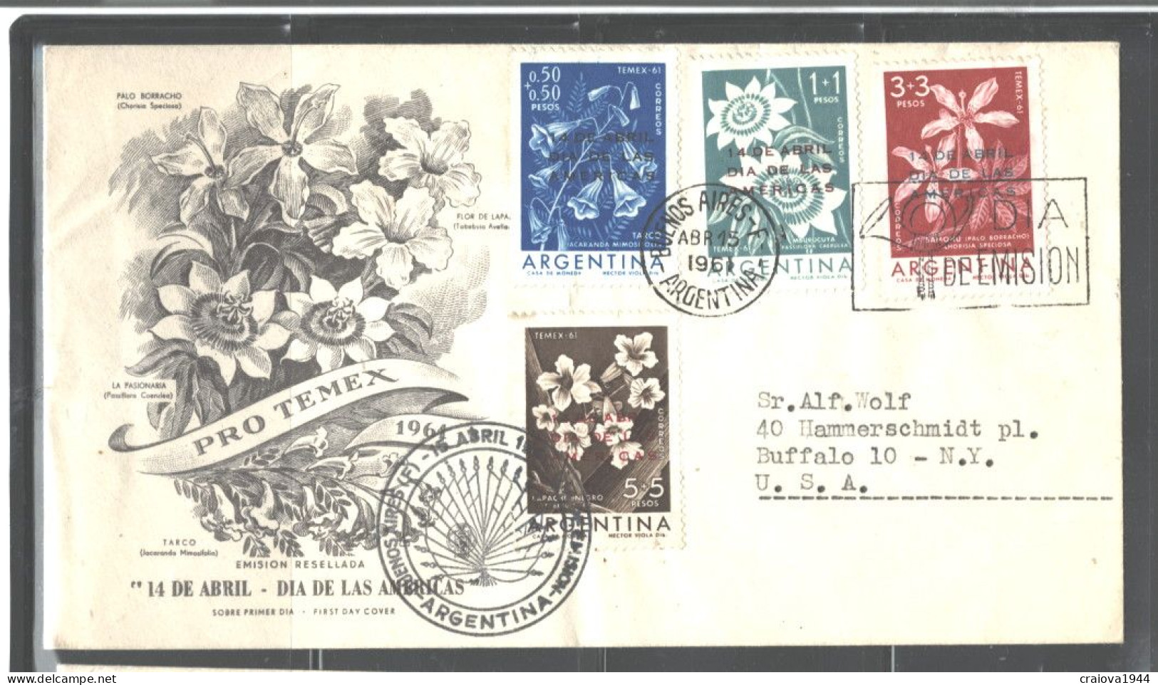 ARGENTINA 1961 "PRO-TEMEX "#B26-B29 1st TEMATIC PHILATELIC.EXPO. FDC - Cartas & Documentos