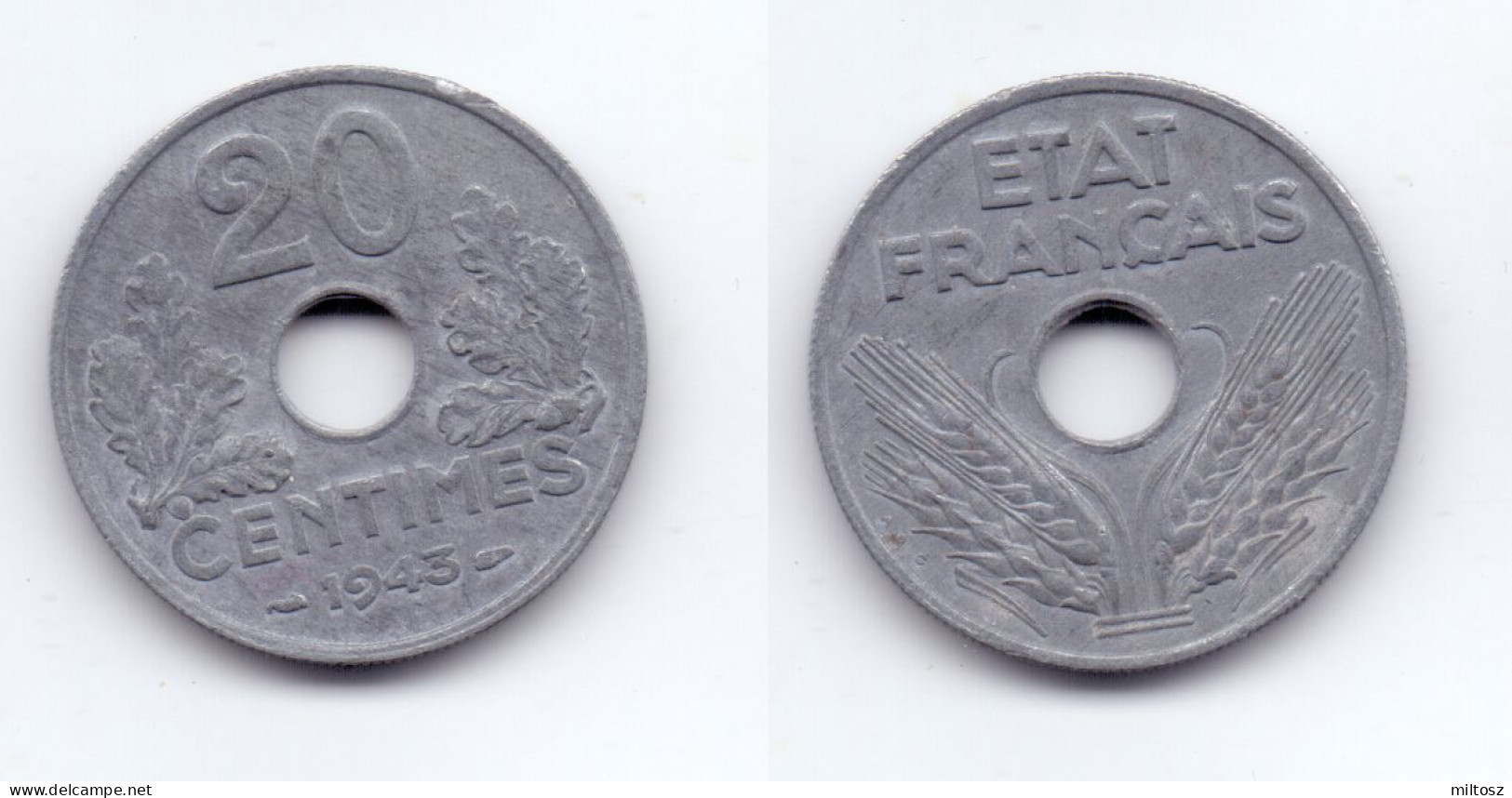 France 20 Centimes 1943 Vichy French State - 20 Centimes