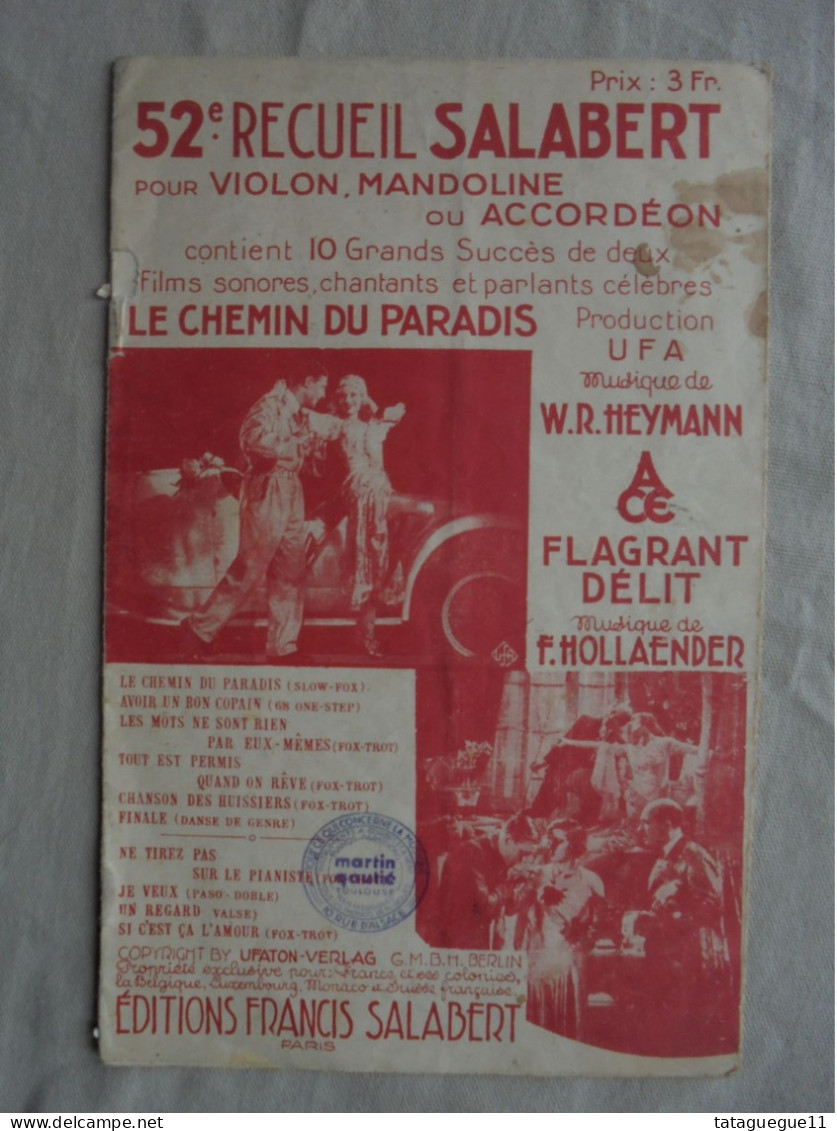 Ancien - Partitions 52e Recueil Salabert 10 Titres 1930 - Jazz