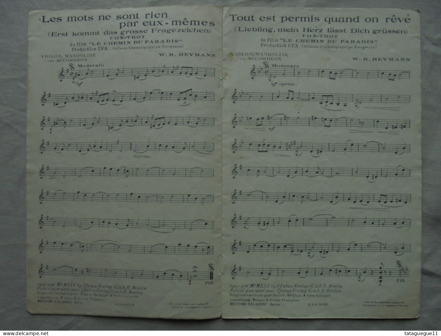 Ancien - Partitions 52e Recueil Salabert 10 Titres 1930 - Chansonniers