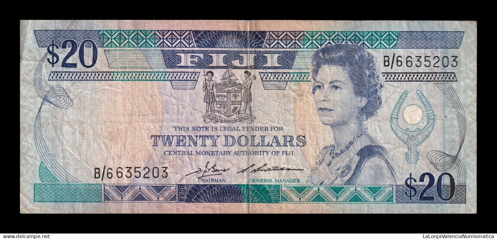 Fiji 20 Dollars Elizabeth II 1986 Pick 85 Bc F - Fiji