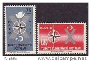 1962 TURKEY 10TH ANNIVERSARY OF TURKEY'S ADMISSION TO NATO MNH ** - NATO