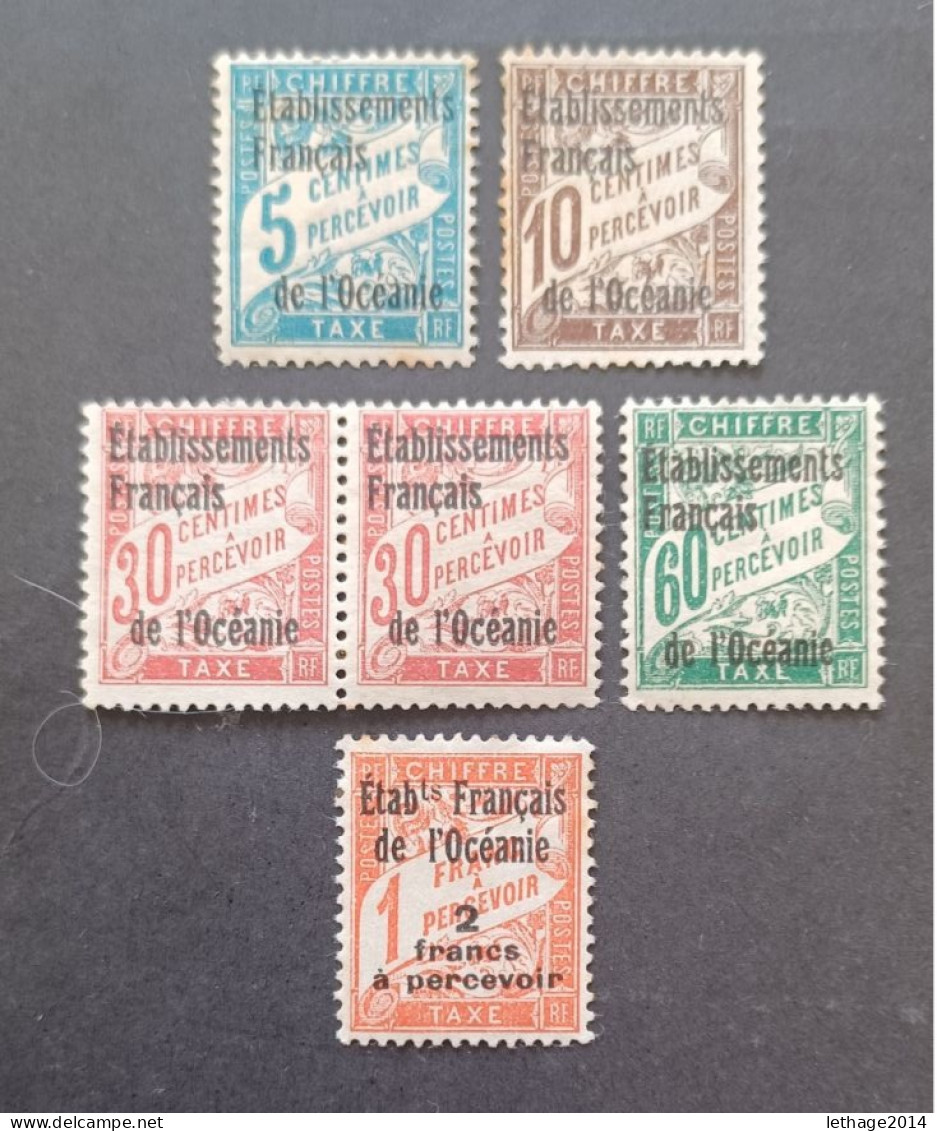 COLONIE FRANCE OCEANIE 1933 TAXE CAT YVERT N 1-2-5-6-7 MNH MNHL MNG - Timbres-taxe