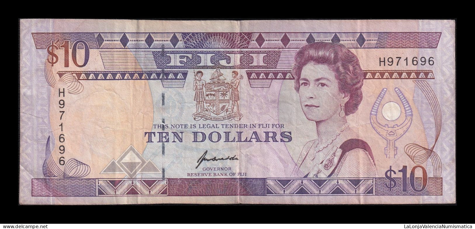 Fiji 10 Dollars Elizabeth II 1992 Pick 94 Bc/Mbc F/Vf - Fiji