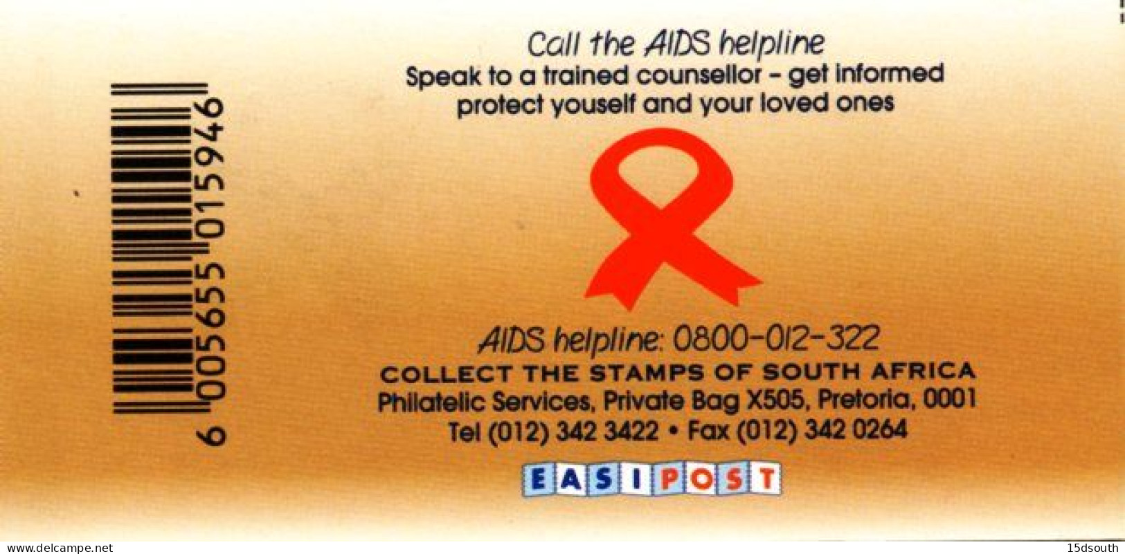 South Africa - 1998 Rhino AIDS Awareness Booklet Type II INVERTED PANE (**) # SG SB53 - Libretti