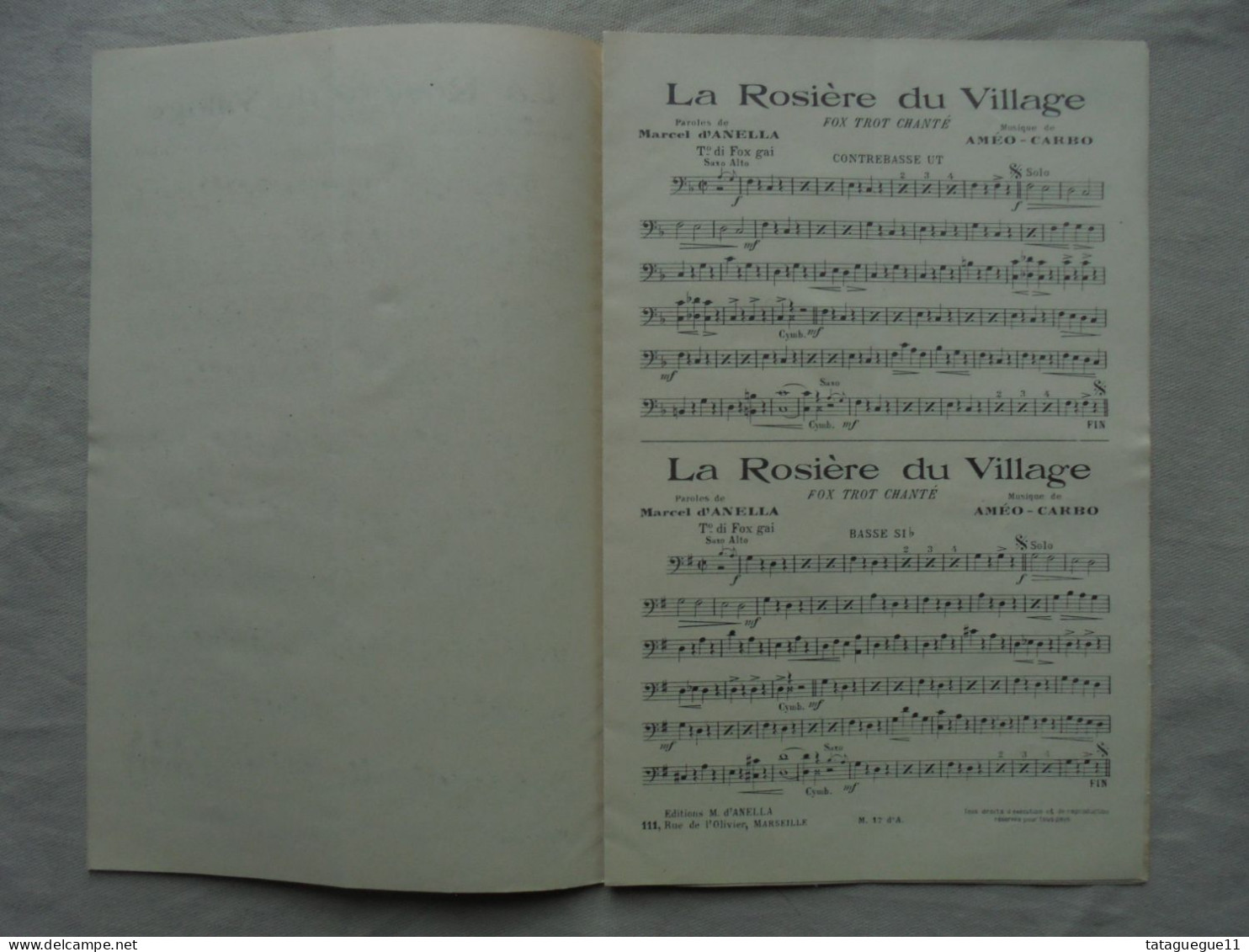 Ancien - Partition La Rosière Du Village Fox-trot Pour Orchestres Ut Et Si B - Liederbücher