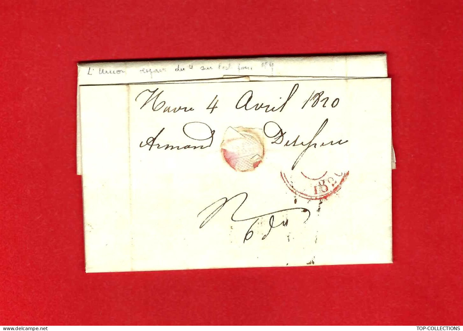 1820 LETTRE Armand Delessert Le Havre  Pour Delaroche Paris NAVIGATION COMMERCE ETATS UNIS AMERIQUE - 1800 – 1899