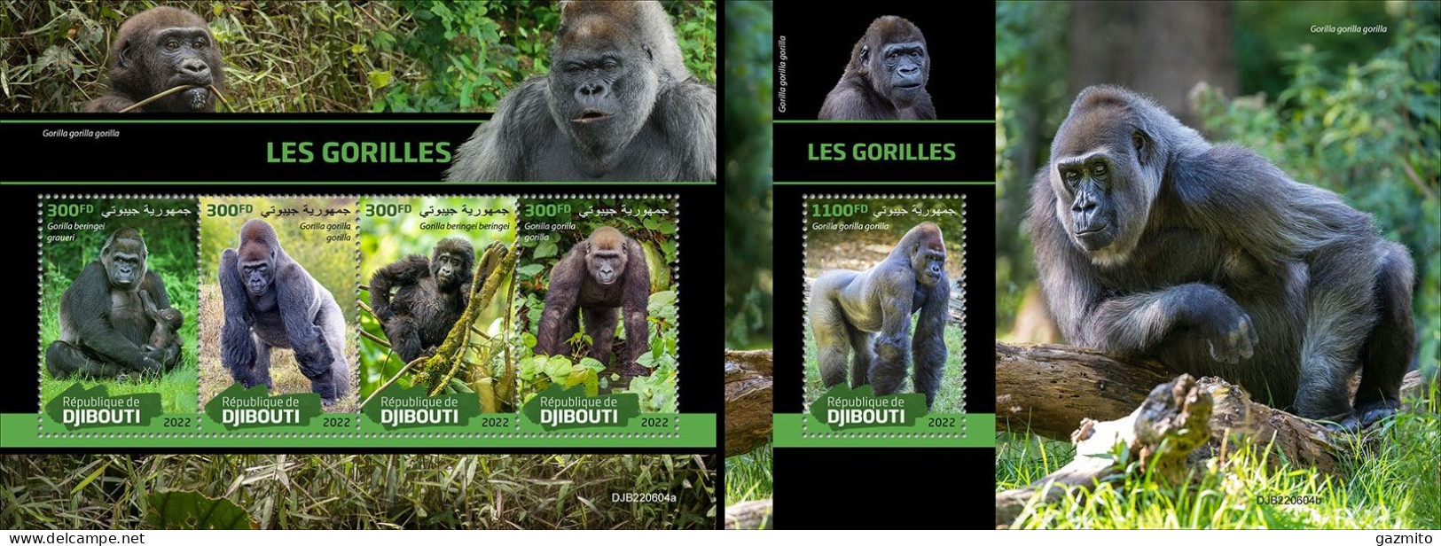 Djibouti 2022, Animals, Gorilla, 4val In BF+BF - Gorillas