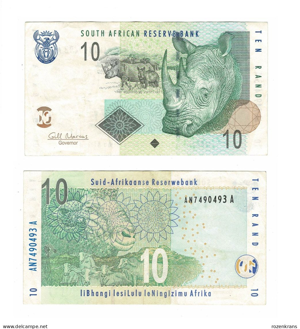Bankbiljet Billet Banknote South Africa 10 Ten Rand Banknoot Zuid Suid Afrika Banconota Billete - Afrique Du Sud