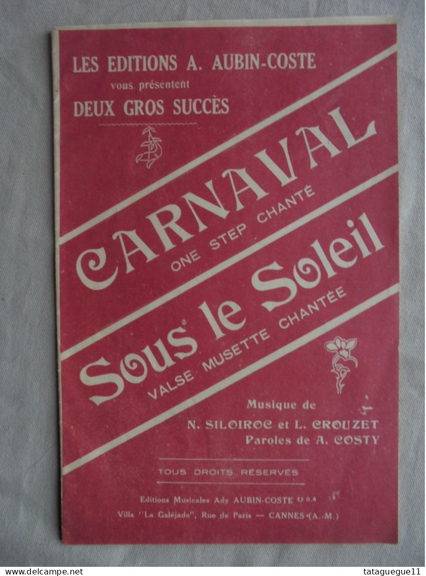 Ancien - Partition Carnaval/Sous Le Soleil Ed. Aubin-Coste - Chansonniers