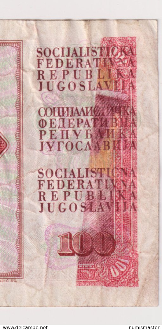 RARE YUGOSLAVIA ERROR 100 DINARA 1978, PRINTING ERROR - Yougoslavie