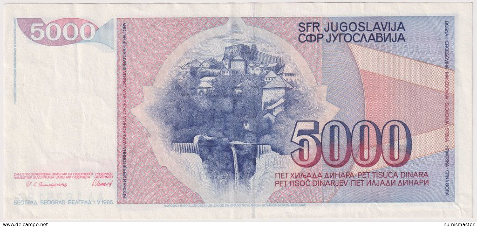 RARE YUGOSLAVIA ERROR 5000 DINARA 1985, PRINTING ERROR , WRONG DATE OF DEATH - Yougoslavie