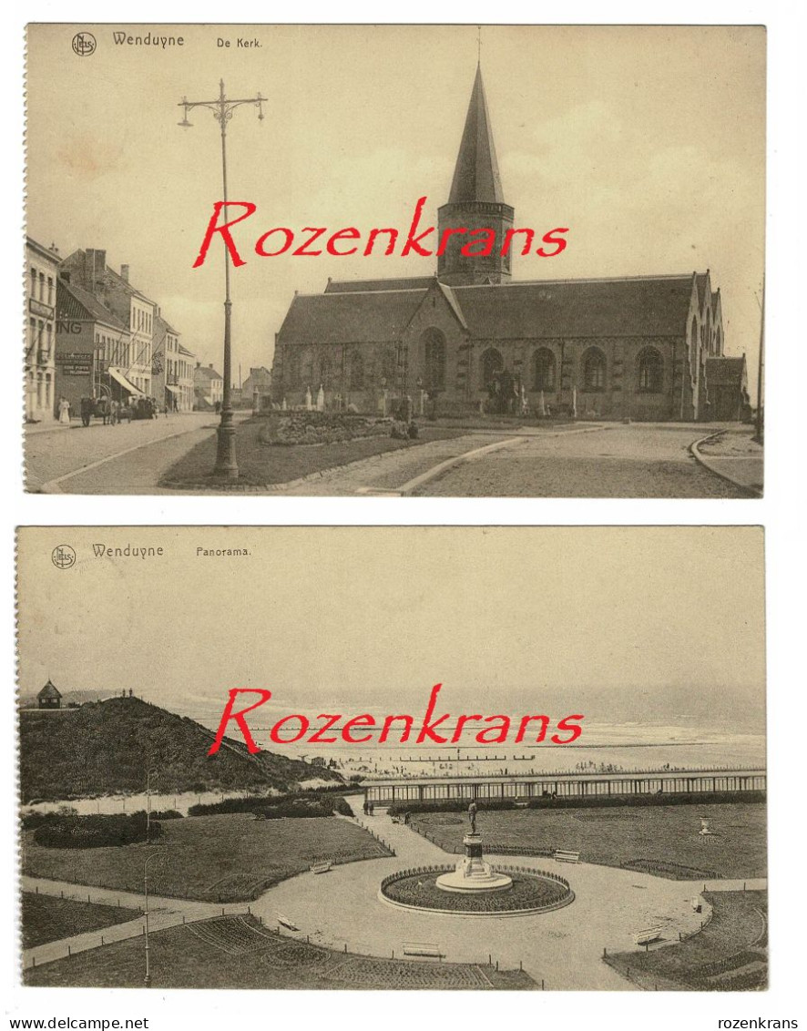 Lotje 2 X CPA Wenduine Wenduyne Panorama En Kerk Oude Postkaart Postkaarten  (In Zeer Goede Staat) - Wenduine