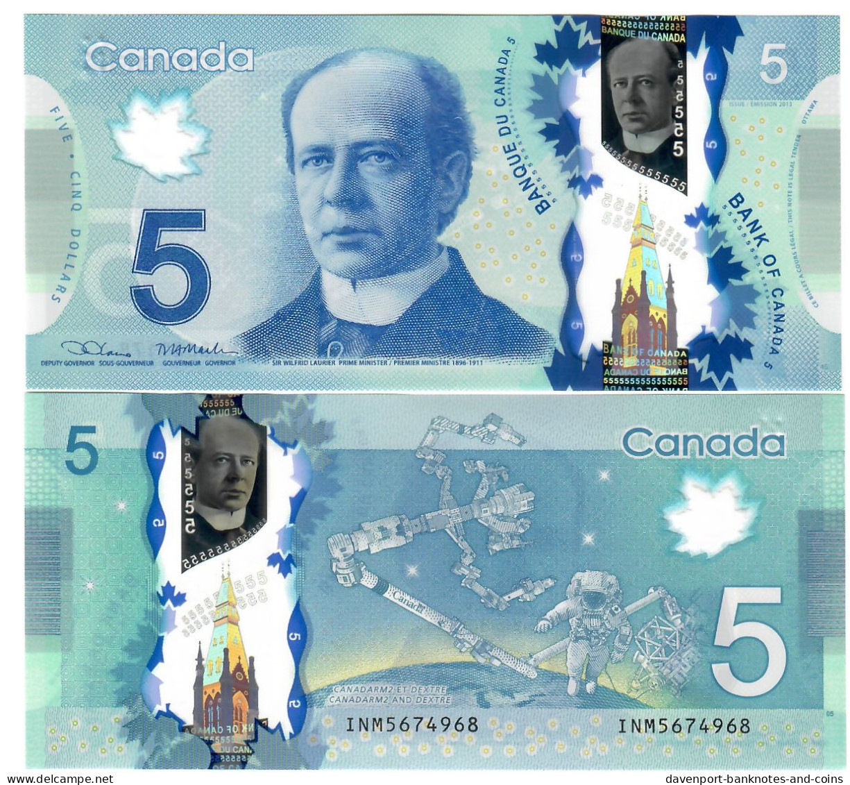Canada 5 Dollars 2013 (2023) UNC Lane/Macklem - Canada