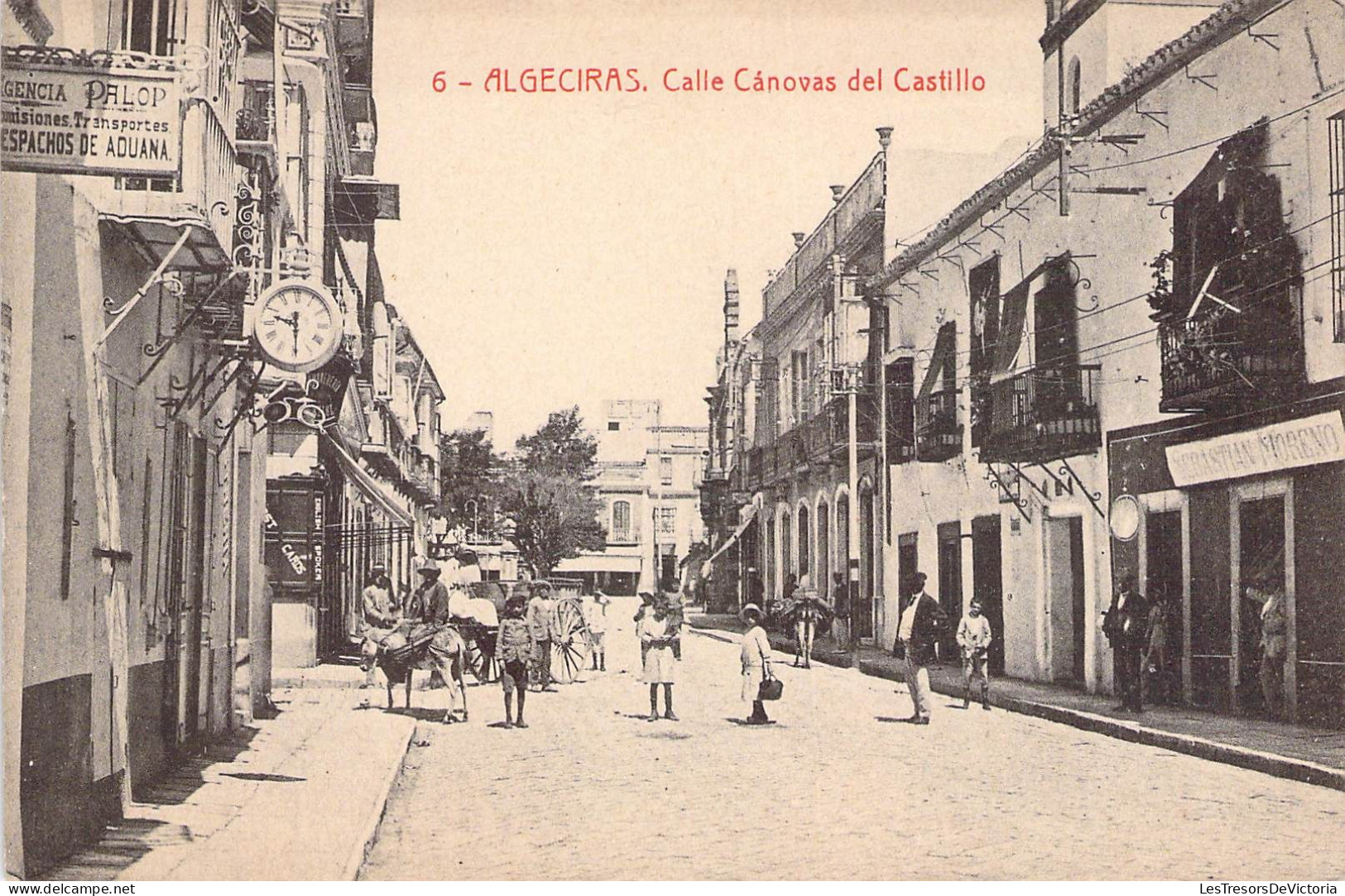 Espagne - Algeciras  Calle Canovas Del Castillo - Animé - Fototipia Thomas - A. Roca - Carte Postale Ancienne - Cádiz