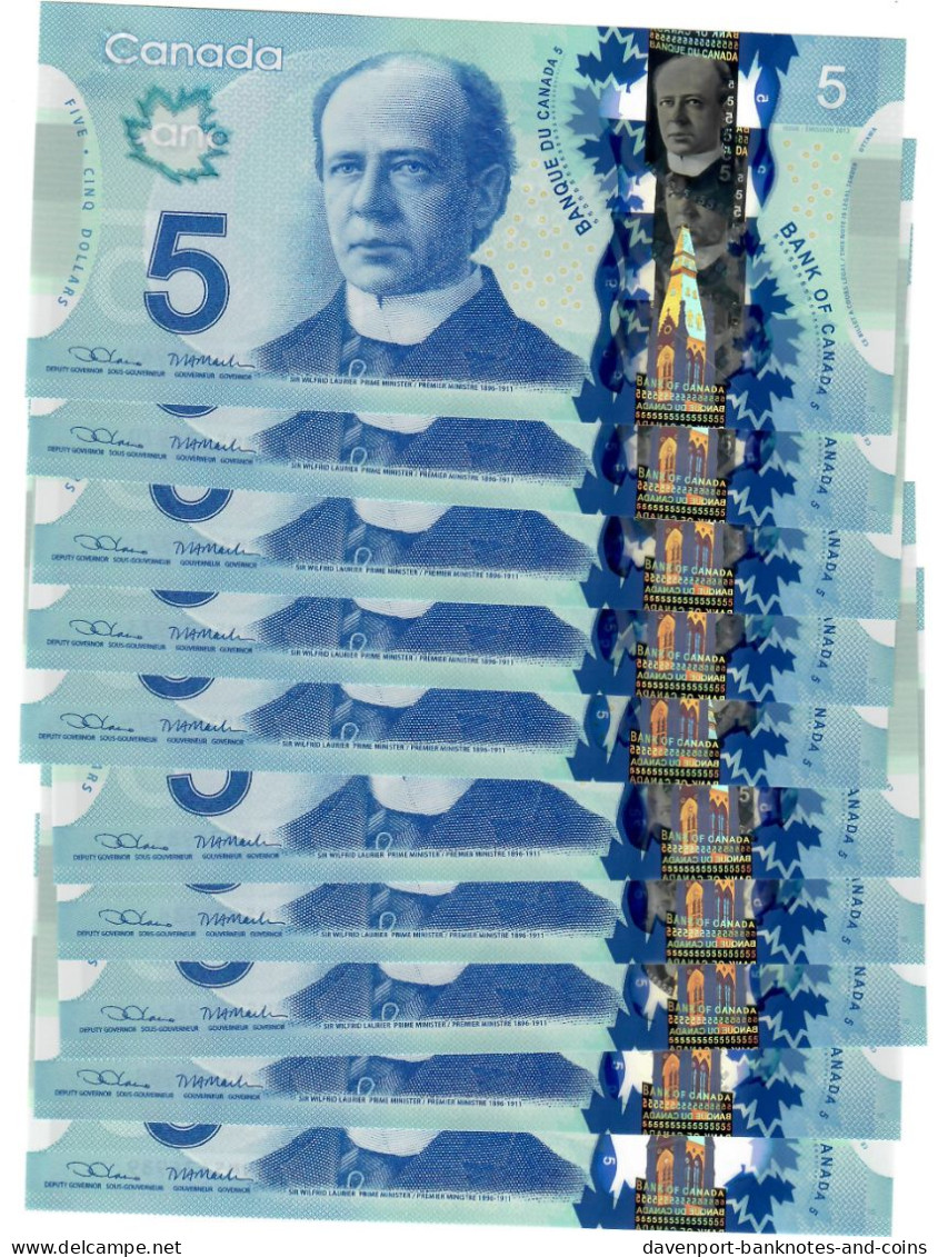Canada 10x 5 Dollars 2013 (2023) UNC Lane/Macklem - Canada