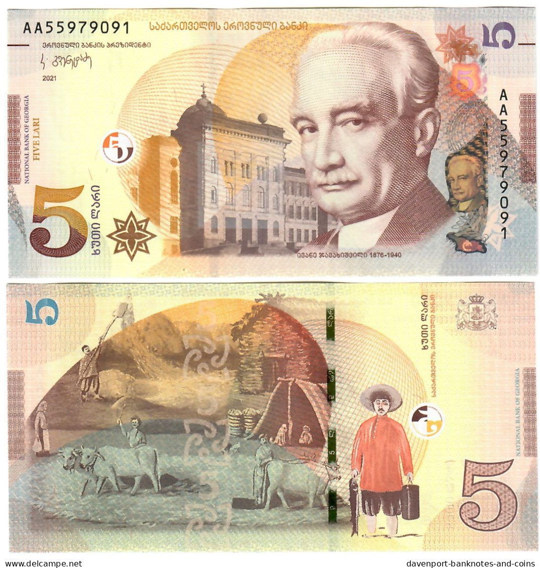 Georgia 5 Lari 2021 UNC "AA" - Georgië