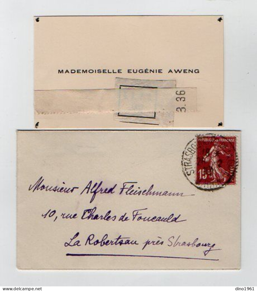 VP22.051 - STRASBOURG 1937 - CDV - Enveloppe & Carte De Visite - Mademoiselle Eugénie AWENG - Cartes De Visite