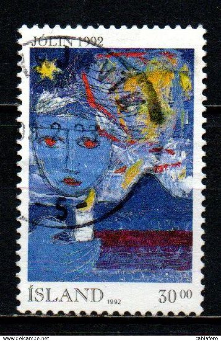 ISLANDA - 1992 - NATALE - OPERA DEL PITTORE BRAGI ASGEIRSSON - USATO - Used Stamps