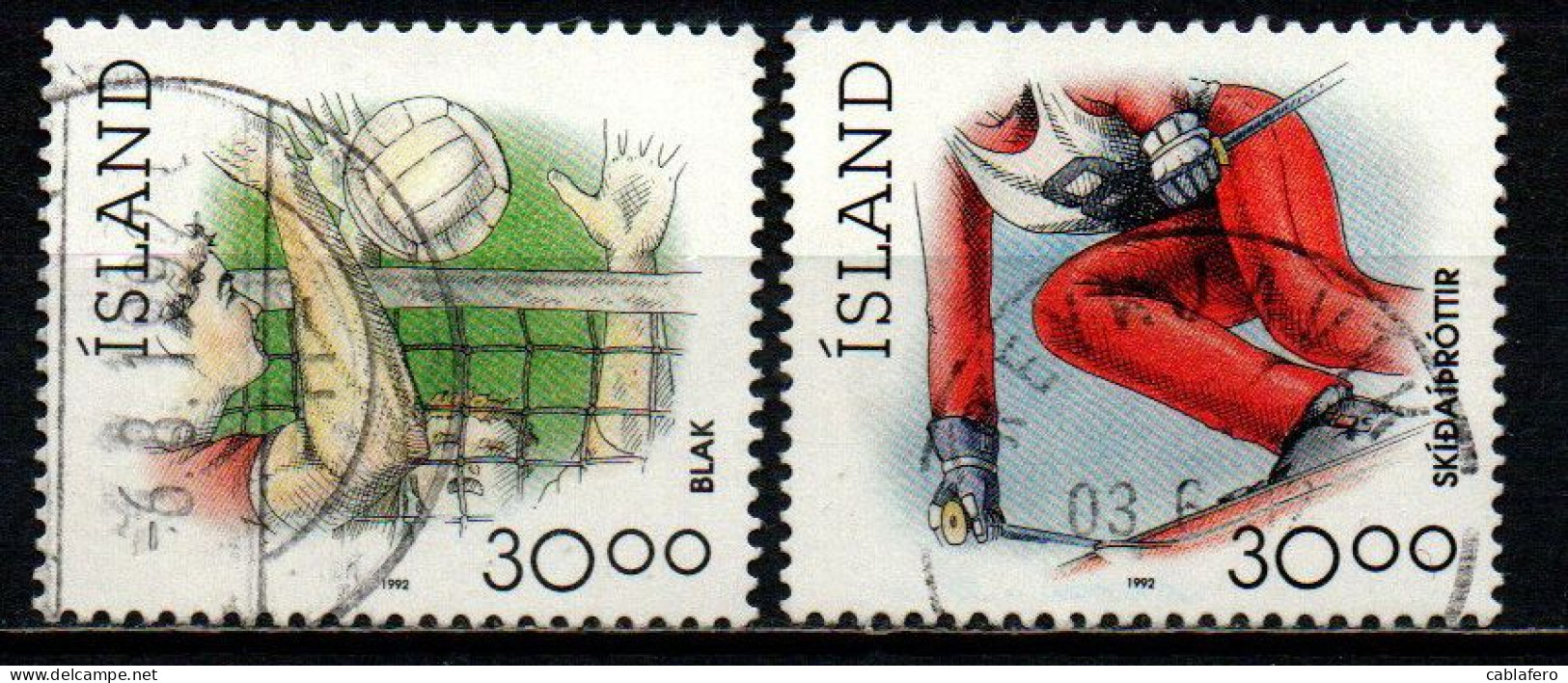 ISLANDA - 1992 - SPORT: PALLAVOLO E SCI ALPINO - USATI - Used Stamps