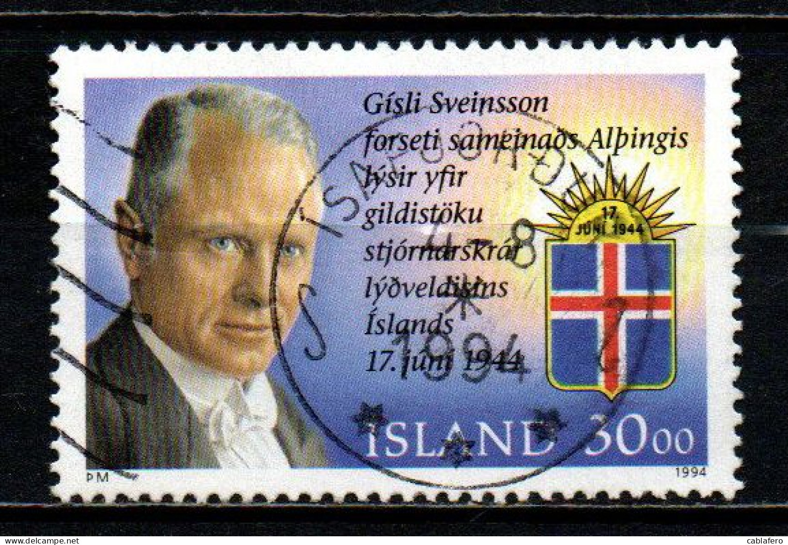 ISLANDA - 1994 - GISLI SVEINSSON - POLITICO - USATO - Used Stamps