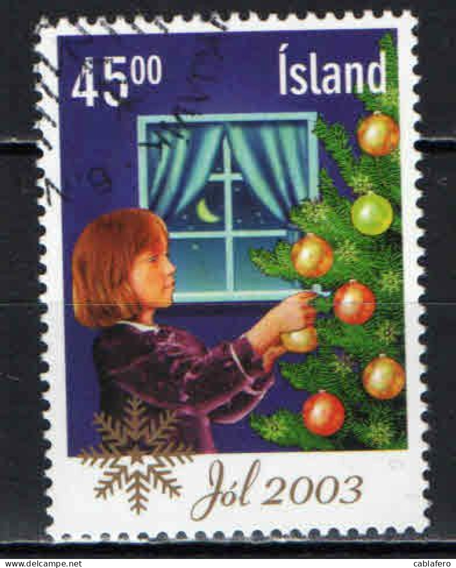 ISLANDA - 2003 - NATALE - ALBERO CON ORNAMENTI DI NATALE - USATO - Gebraucht