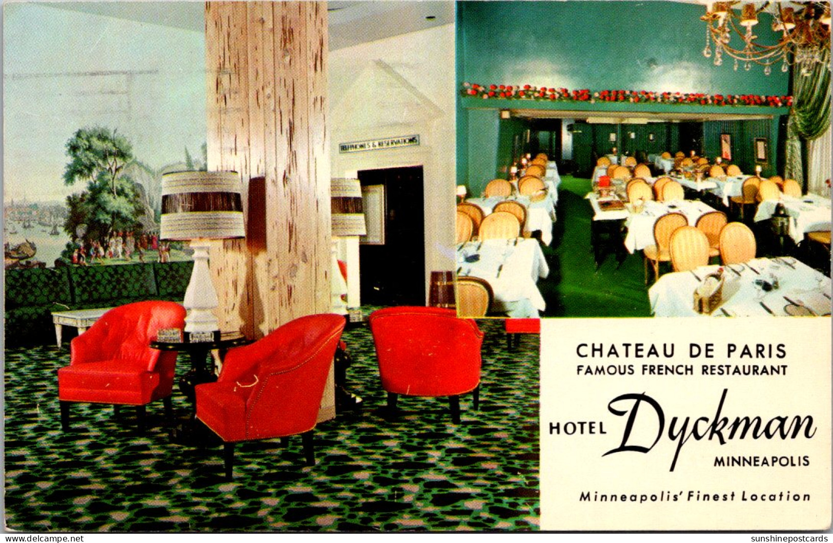 Minnesota Minneapolis Hotel Dyckman Lobby And Chateau De Paris French Restaurant 1959 - Minneapolis