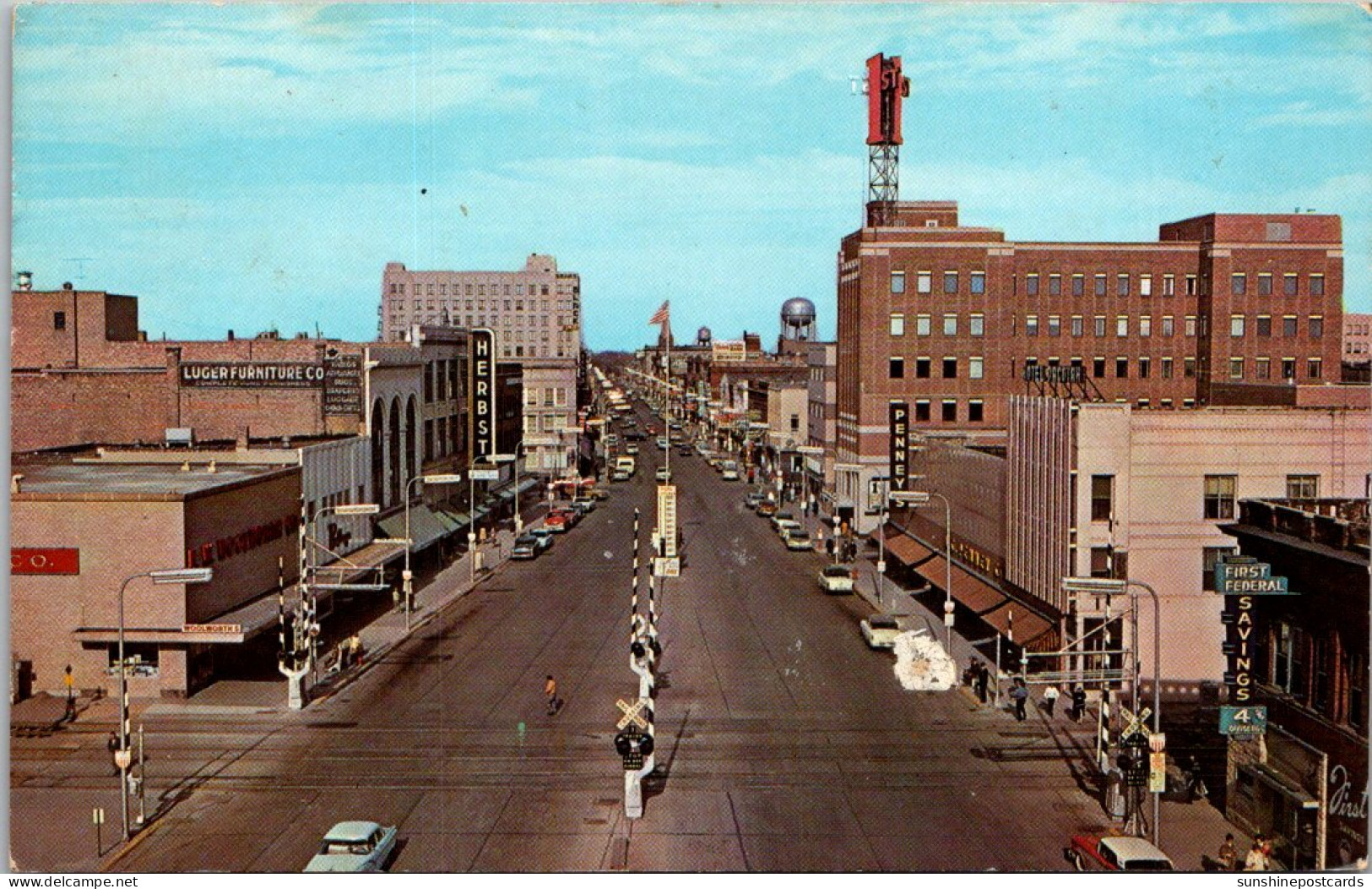 North Dakota Fargo Broadway Street Scene Looking North 1967 - Fargo
