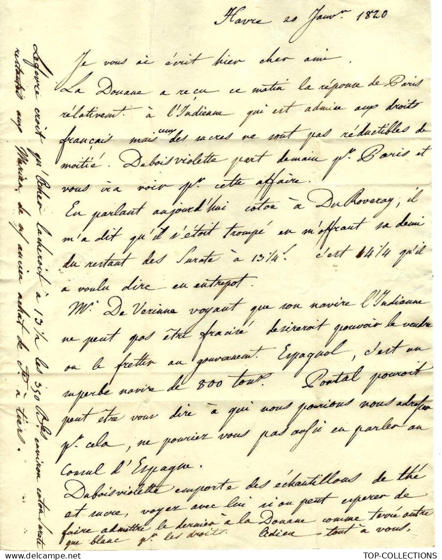 F.15860    1820 LETTRE Armand Delessert Le Havre  Pour Delaroche Paris NAVIGATION NEGOCE COMMERCE ETATS UNIS AMERIQUE - 1800 – 1899