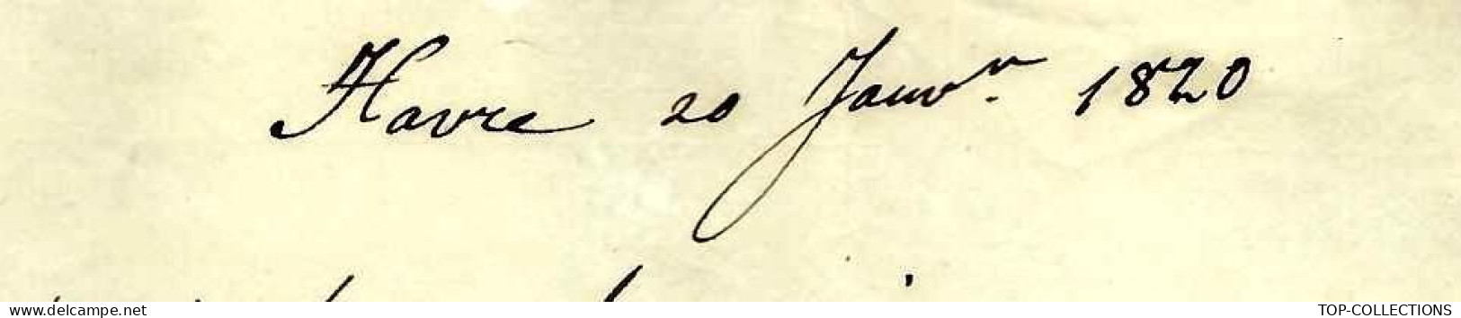 F.15860    1820 LETTRE Armand Delessert Le Havre  Pour Delaroche Paris NAVIGATION NEGOCE COMMERCE ETATS UNIS AMERIQUE - 1800 – 1899