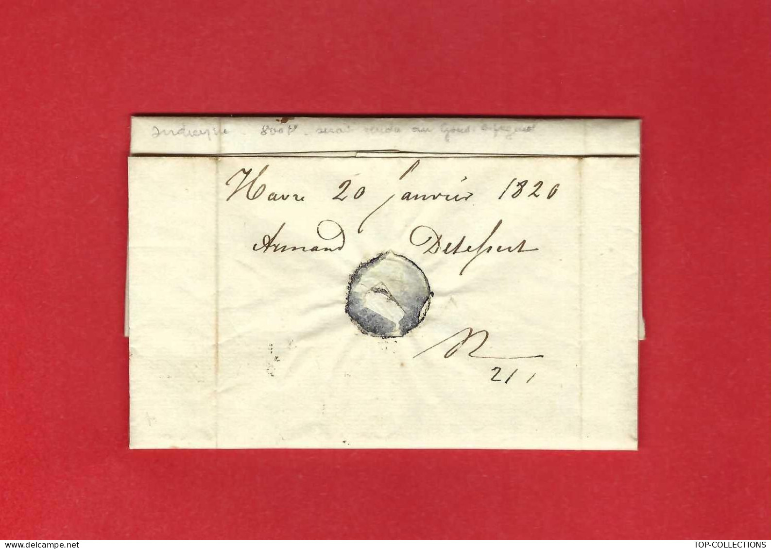 F.15860    1820 LETTRE Armand Delessert Le Havre  Pour Delaroche Paris NAVIGATION NEGOCE COMMERCE ETATS UNIS AMERIQUE - 1800 – 1899