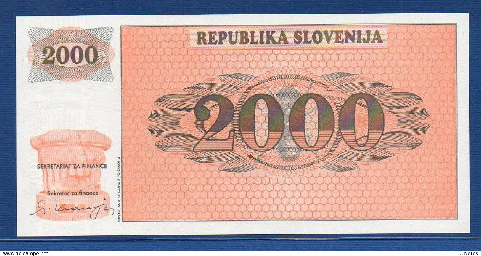SLOVENIA - P. 9A – 2000 Tolarjev 1992 UNC, S/n AA86000159 - Slowenien