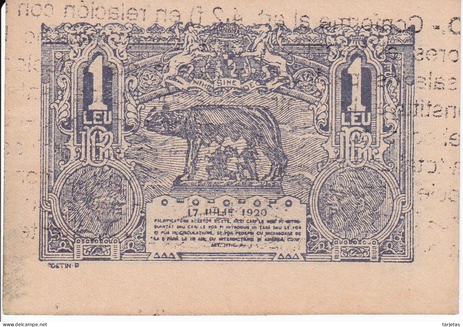 BILLETE DE RUMANIA DE 1 LEU DEL AÑO 1920 SIN CIRCULAR (UNC)(BANKNOTE) - Rumänien