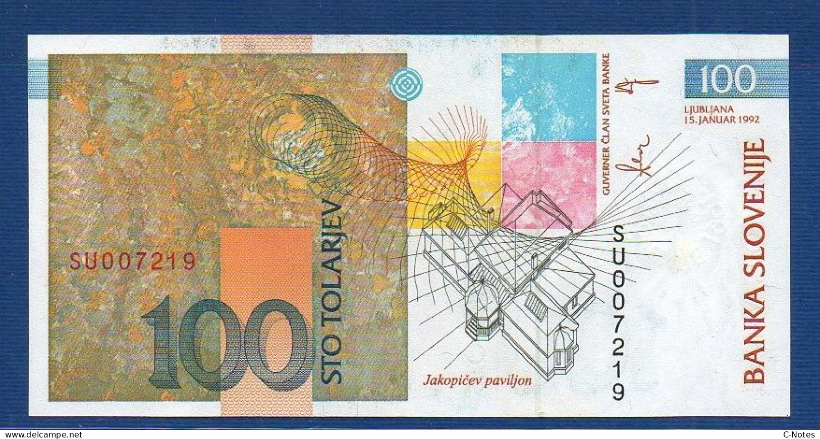 SLOVENIA - P.25 – 100 Tolarjev 2001 UNC, S/n SU007219 "10th Anniversary Of Banka Slovenije" Commemorative Issue - Slovenia