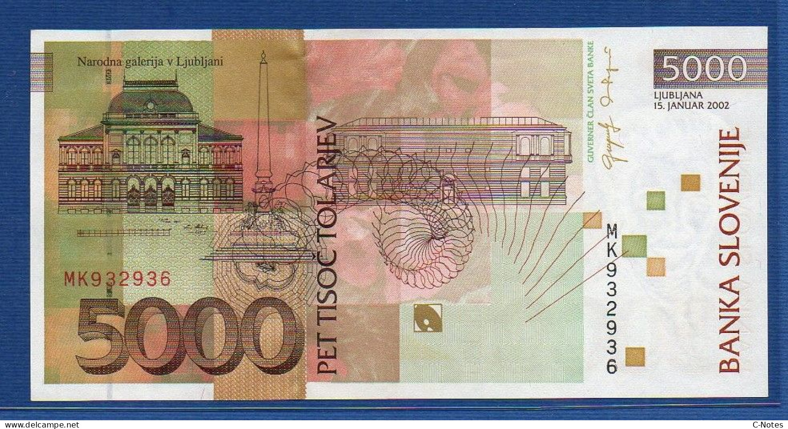 SLOVENIA - P.33a – 5000 Tolarjev 2002 AUNC, S/n MK932936 - Slowenien