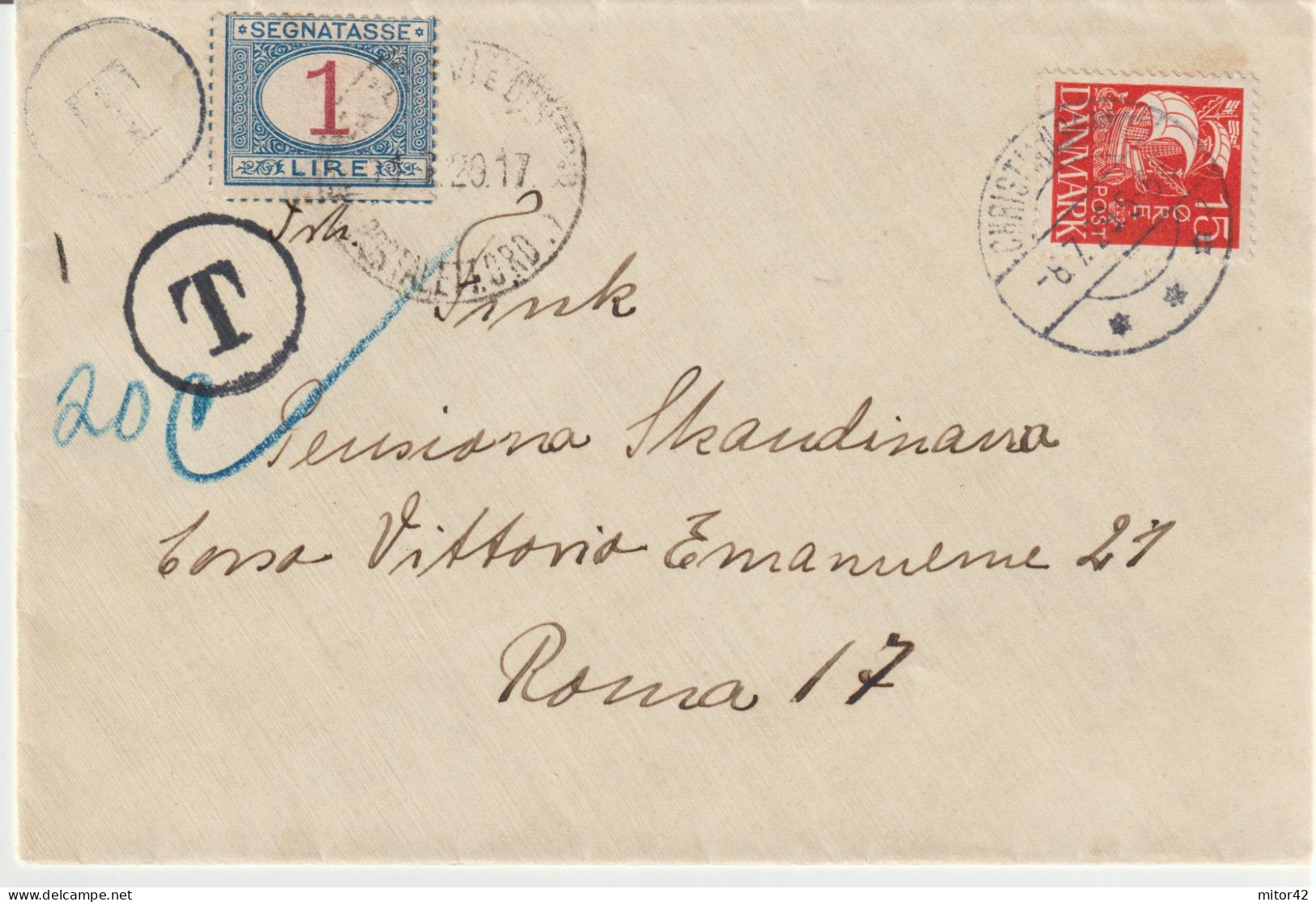 1*-Tassate-Segnatasse-Tassata Da Estero: Danimarca X L' Italia: Roma-1929. - Postage Due