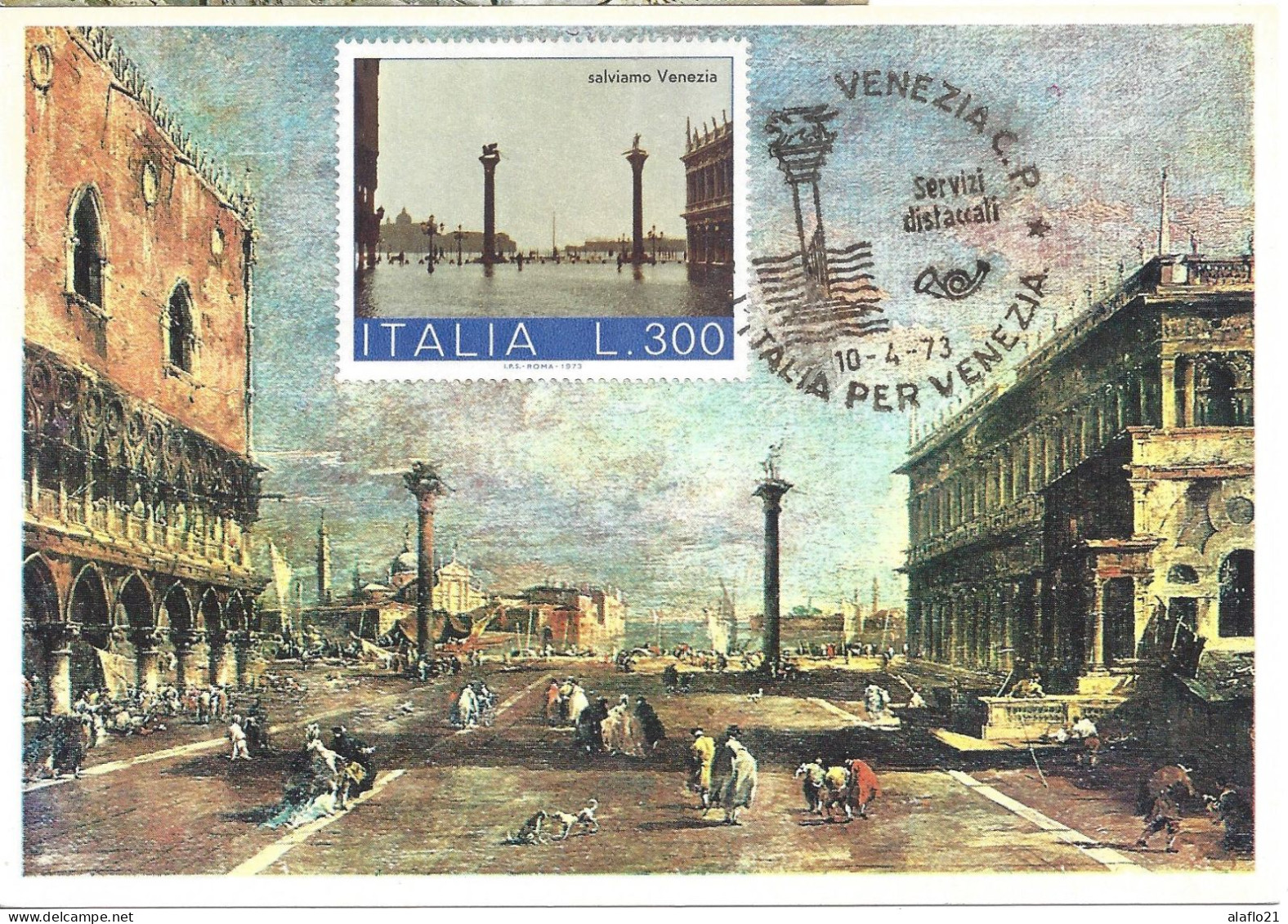 ITALIE - CARTE MAXIMUM - Yvert N° 1136 - VUE De La PLACE ST-MARC INONDEE - Cartes-Maximum (CM)