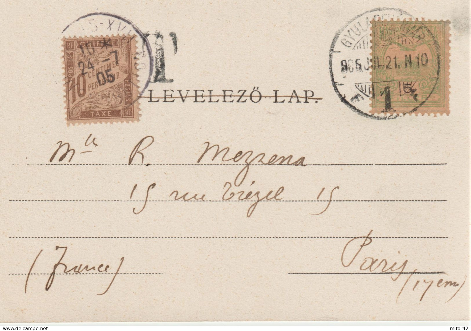 2*-Tassate-Segnatasse-Tassata Da Estero: Ungheria X Francia-Cartolina Di Gyulafehervar (Karsburg)-1921 - Postage Due