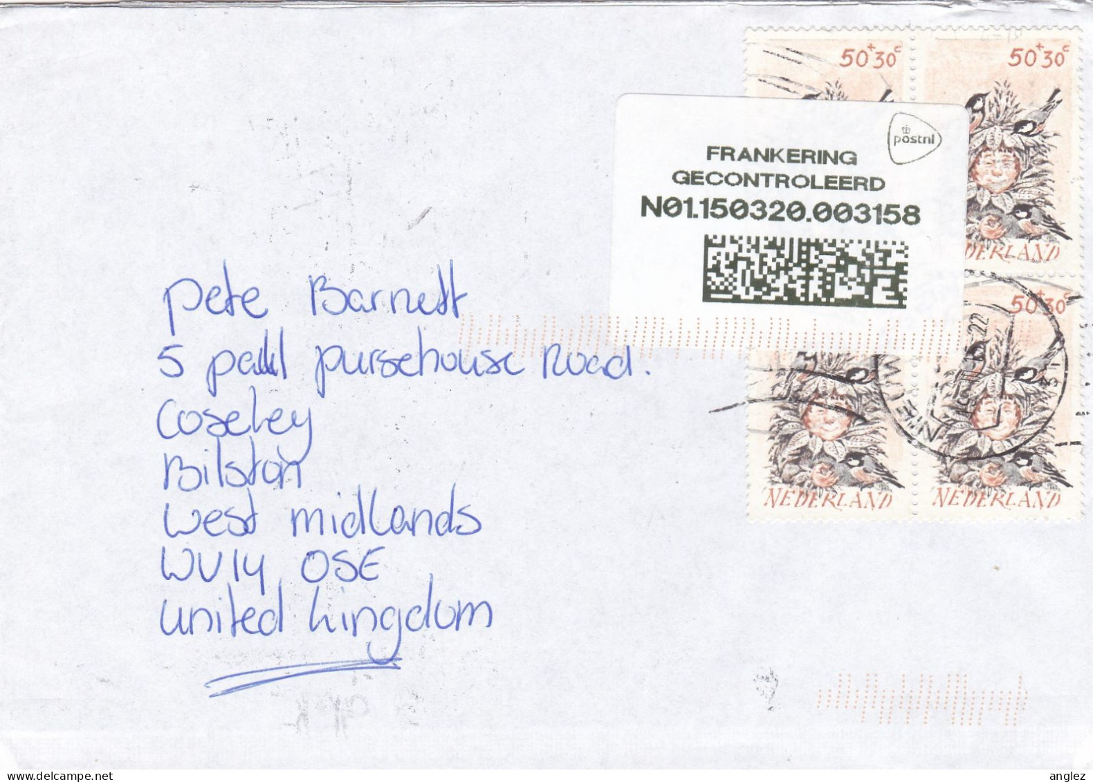 Netherlands - 2015 Cover To UK With Franking Control Label - Lettres & Documents