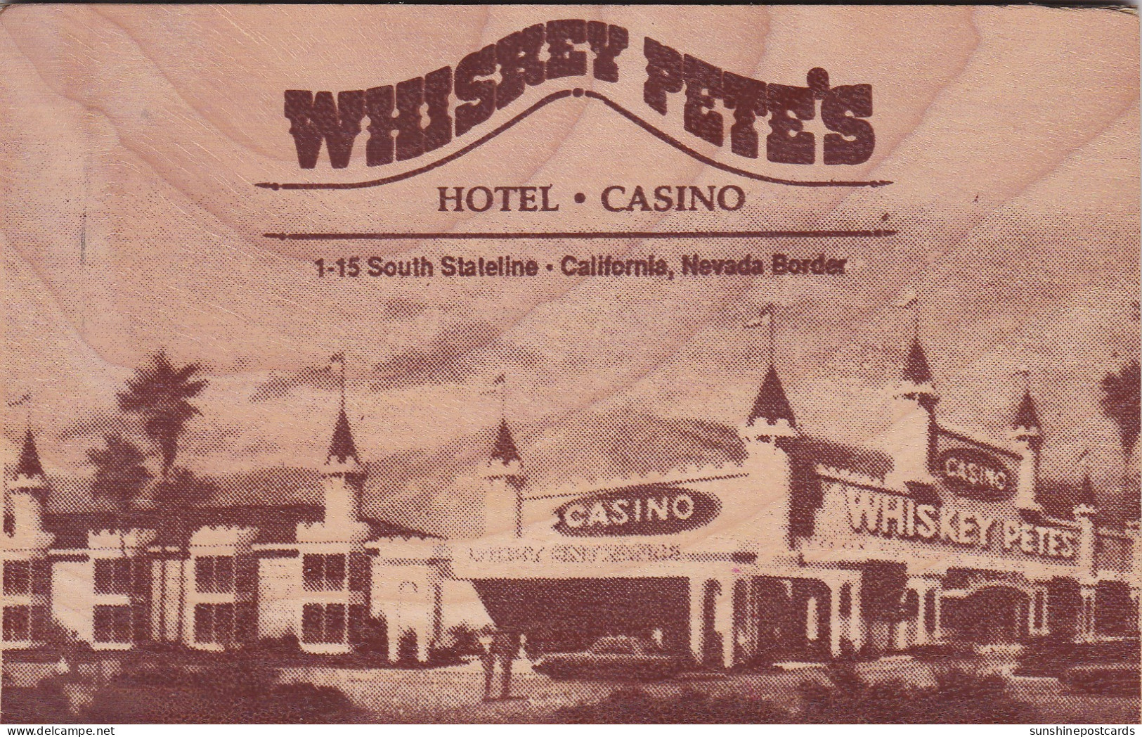 Nevada Stateline Whiskey Pete's Hotel Casino 1990 Durable Quality Wood Postcard - Other & Unclassified