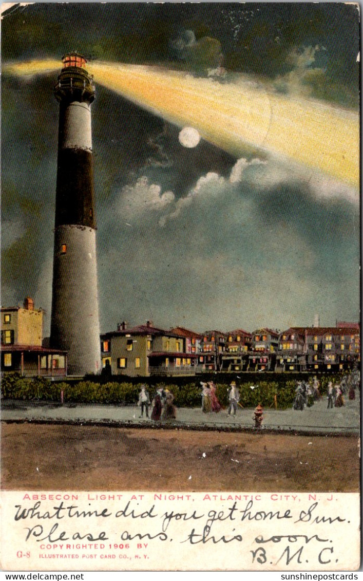 New Jersey Atlantic City Absecon Lighthouse At Night 1906 - Atlantic City